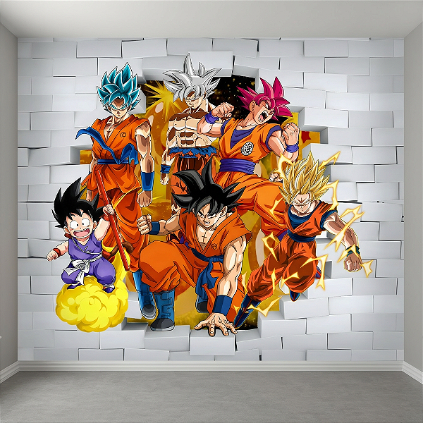 Papel de Parede Infantil 3d Anime Dragonball goku - Decoração Quarto Infantil juvenil Unissex Auto Colante