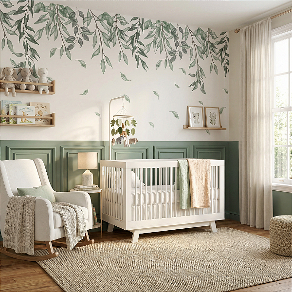 Papel de Parede Infantil Unissex Floral Clean Adesivo para Quarto Feminino e Masculino Baby