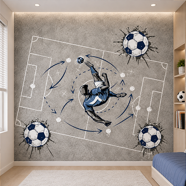 Papel de Parede Futebol Campo Tático – Jogador e Bolas
