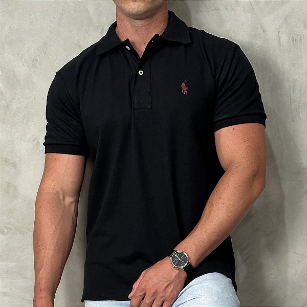 Camisa Polo* Preta- Custom Fit