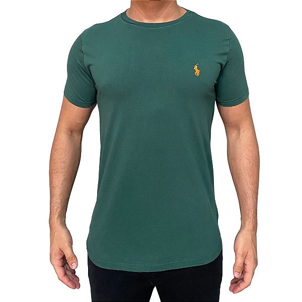 Camiseta Masculina - Polo RL Verde Poney Laranja