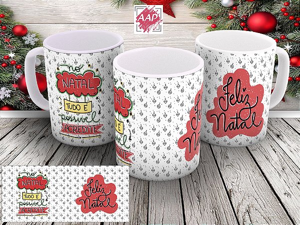 Caneca de Porcelana Branca Natal