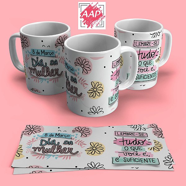 Caneca de Porcelana Branca Dia das mulheres