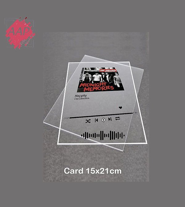 Quadro Card em Acrílico Spotify Música One Direction