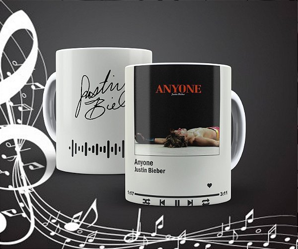 Caneca Porcelana Branca Interativa Justin Bieber