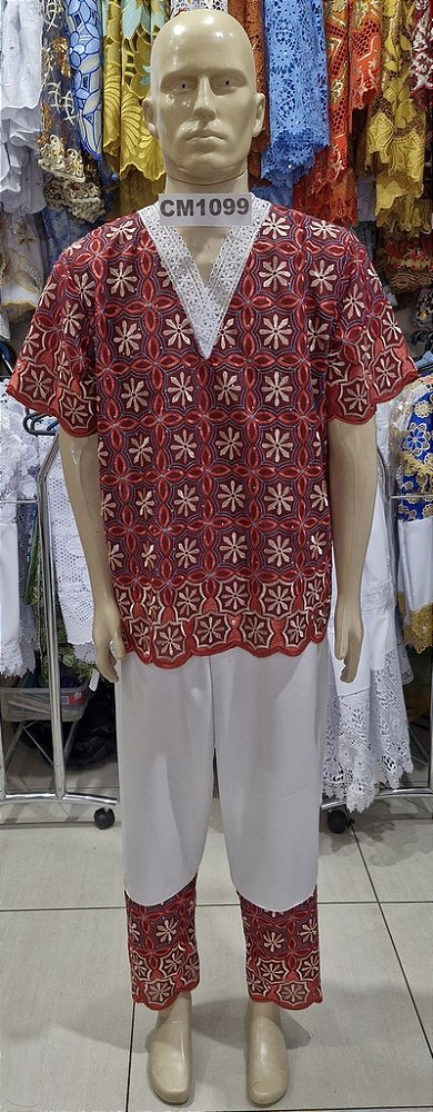 Conjunto Em Renda Africana 2 Peças - CM1099