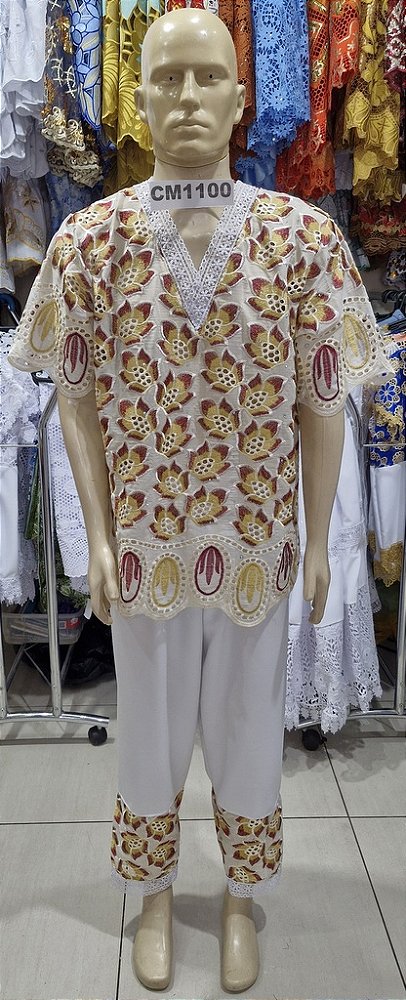 Conjunto Em Renda Africana 2 Peças - CM1100