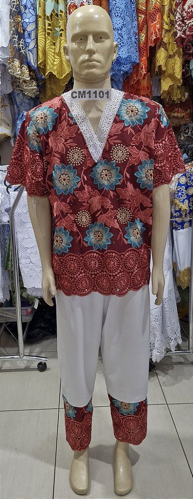 Conjunto Em Renda Africana 2 Peças - CM1101