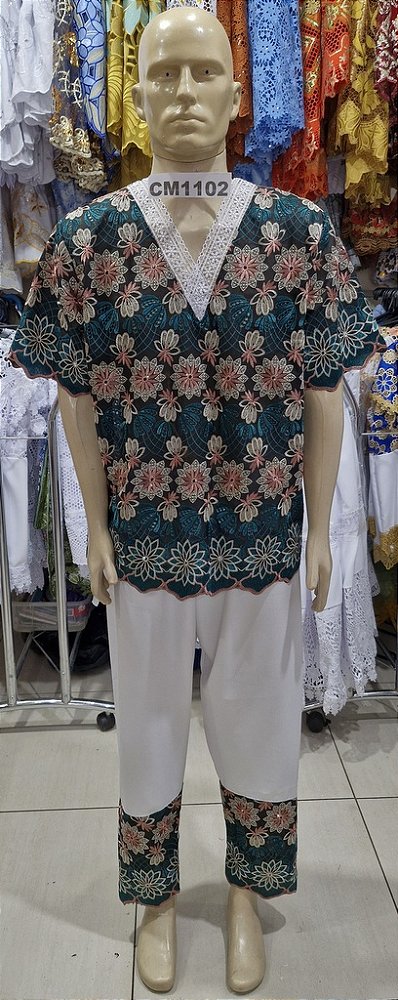 Conjunto Em Renda Africana 2 Peças - CM1102