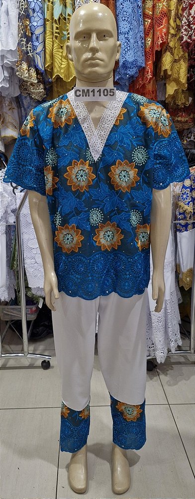 Conjunto Em Renda Africana 2 Peças - CM1105