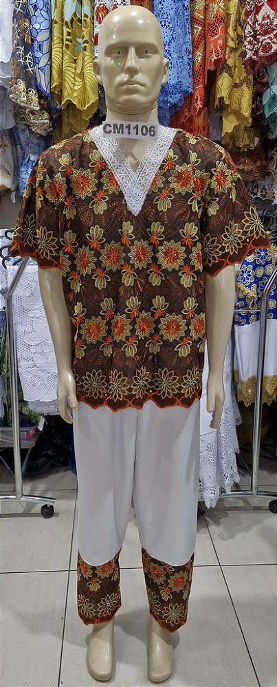 Conjunto Em Renda Africana 2 Peças - CM1106