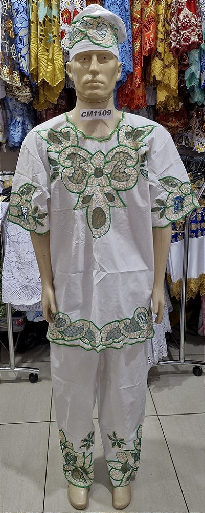 Conjunto Masculino Em Renda Africana - CM1109