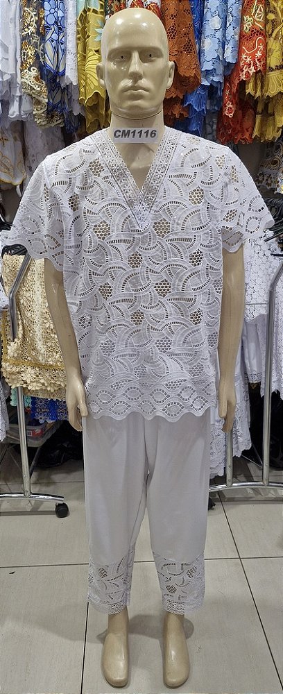 Conjunto Masculino Em Renda Africana 2 Peças - CM1116