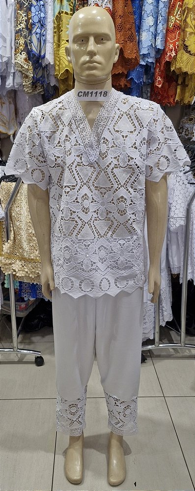 Conjunto Masculino Em Renda Africana 2 Peças - CM1118