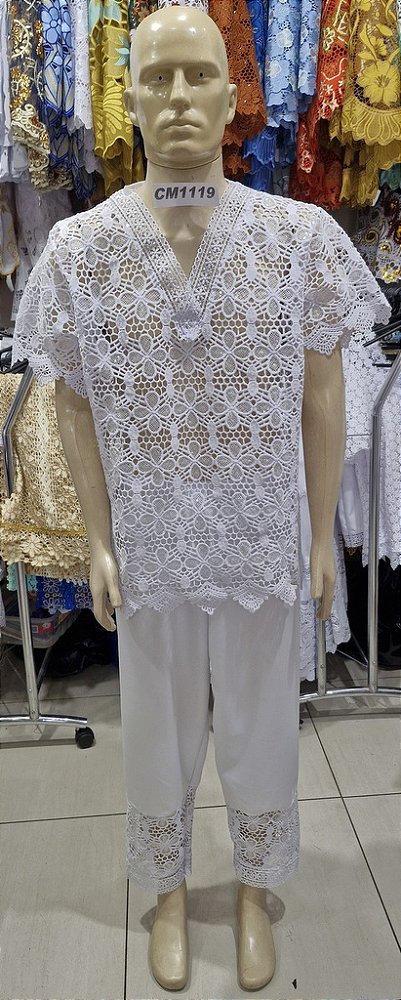 Conjunto Masculino Em Renda Africana 2 Peças - CM1119