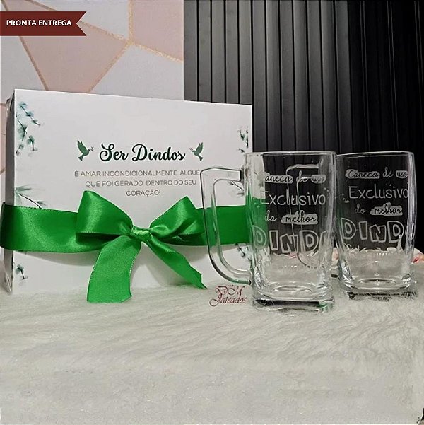Kit Caixa + 2 Canecas de uso Exclusivo Dindo e Dinda