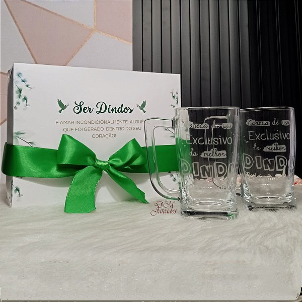 Kit Caixa + 2 Canecas de uso Exclusivo Dindo e Dinda