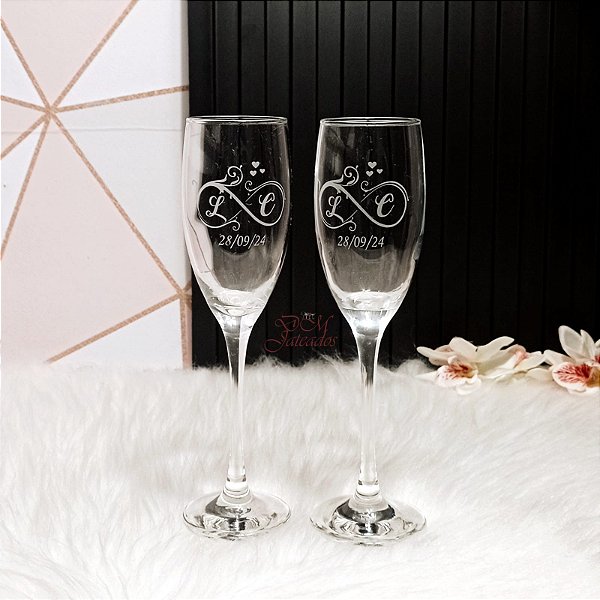 Par de Taças Barone champanhe personalizadas