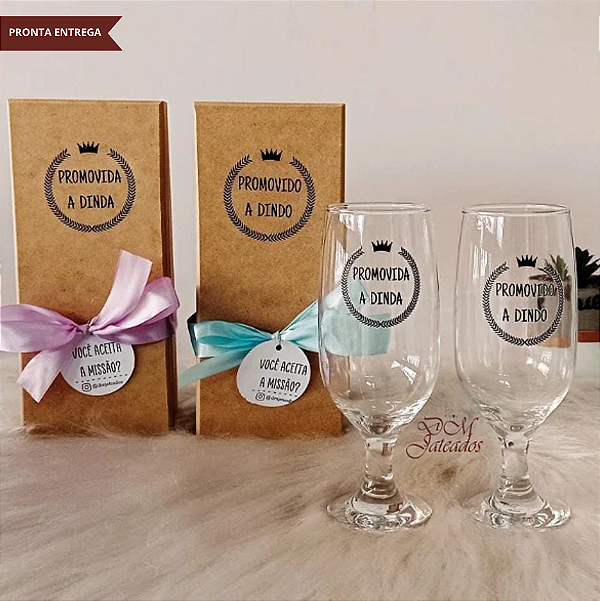 Convite Individual Padrinhos / dindos/ Batismo / Taça de Cerveja com Caixa