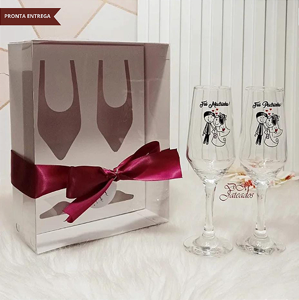 Caixa + 2 Taças Fui Padrinho Fui Madrinha / convite casamento