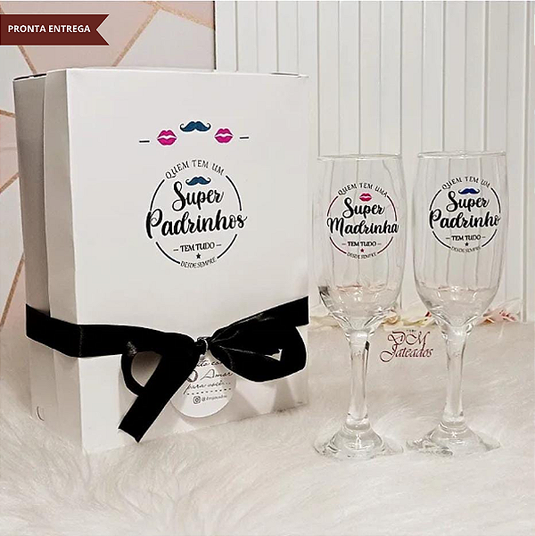 Kit Cx Taças Super Madrinha / Padrinho , Batismo, Casamento