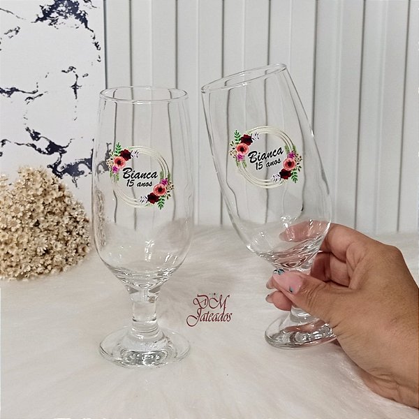 Taça Floripa cerveja personalizada no adesivo Uv- Gravação colorida