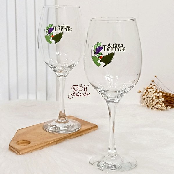 Taça Barone para vinho personalizadas no adesivo UV - Gravação colorida