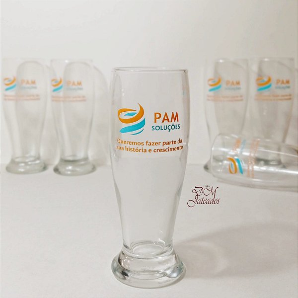 Copo Munich para cerveja personalizada - Gravação colorida adesivo UV