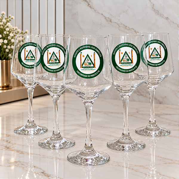 Taça Brunelo para vinho personalizada - Gravação colorida