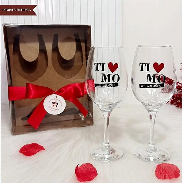 Caixa + 2 Taças para Vinho – “Ti Amo Mil Milhões”