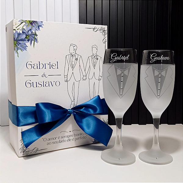 Caixa + 2 Taças Personalizadas Para Noivos - Istambul