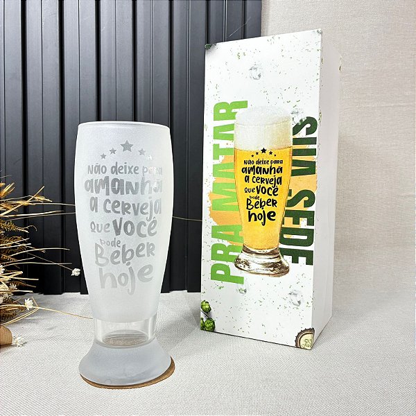 Copo Munich Jateado com Frase Divertida + Embalagem Tubo Lata – Presente Criativo