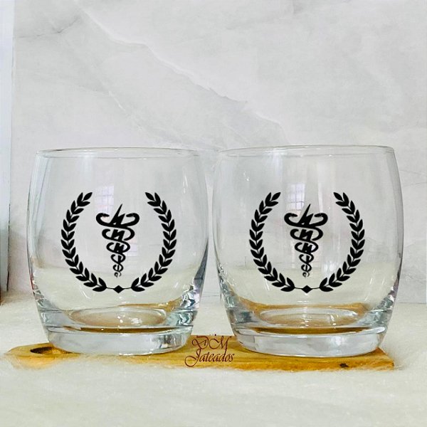 Copo whisky Oca Rocks personalizado adesivo UV - Gravação colorida