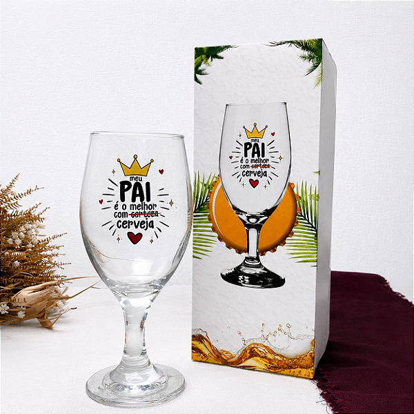 Taça de Cerveja Personalizada Meu Pai é o Melhor | Presente Dia dos Pais | Com Caixa Individua