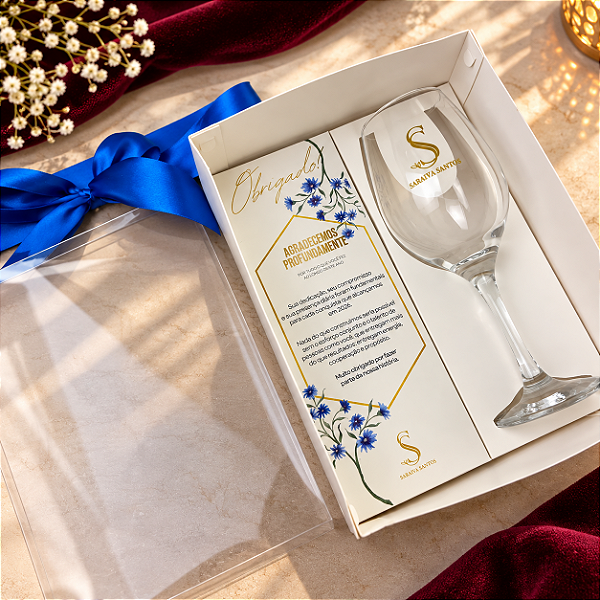 Kit Corporativo Personalizado com Taça + Caixa com Visor e Berço Personalizado