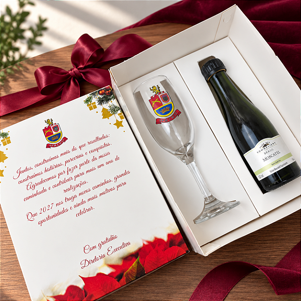 Kit Corporativo Personalizado Taça Windsor + Caixa com Espaço Chandon