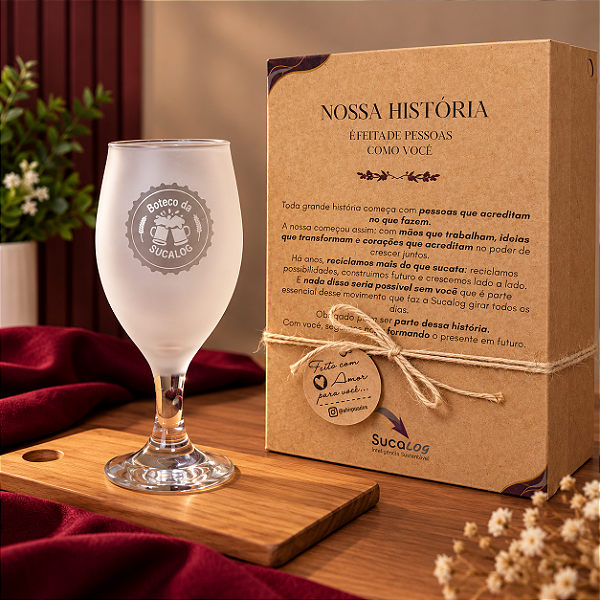 Kit Premium Taça Windsor Cerveja 300ml Jateada + Caixa Kraft com Espaço Heineken