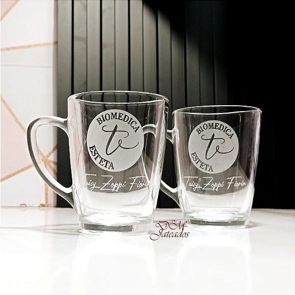 Xícara de vidro Tarsila 300 Ml personalizada Jateada