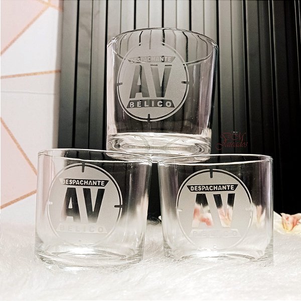 Kit com 2 Copos para whisky personalizado - Arte jateada