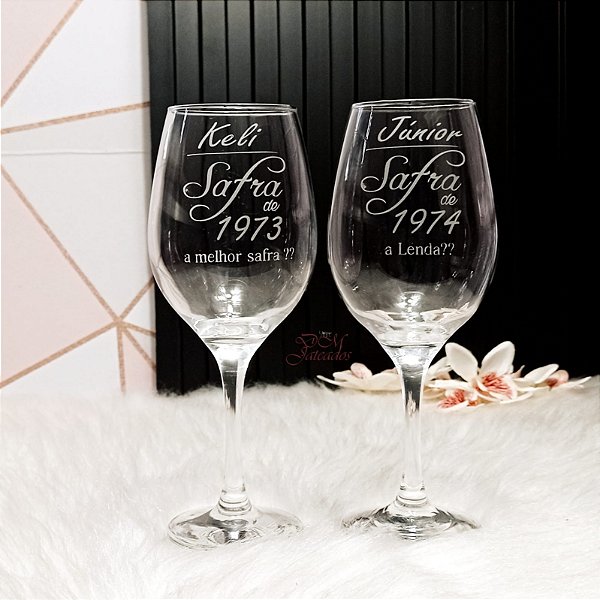 Taça Barone para vinho personalizadas - Jateadas