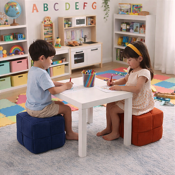Puff Quadrado Mini Lounge White Arrow