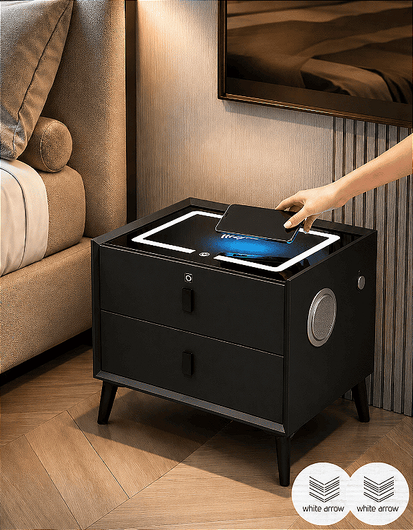 Mesa de Cabeceira Inteligente 2 Gavetas Com Digital