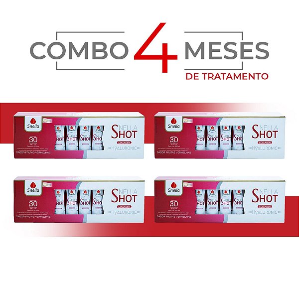 Combo 4 Colágenos Shot Sabor Frutas Vermelhas