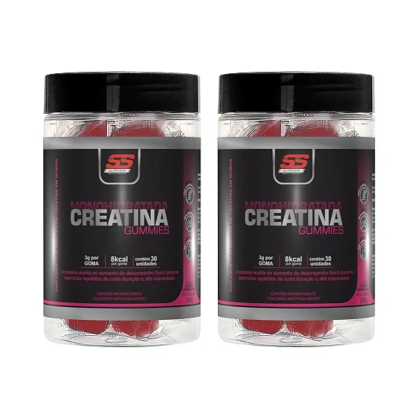 Creatina Gummies SS Nutrition - Sabor Frutas Vermelhas - Kit c/ 2 Potes