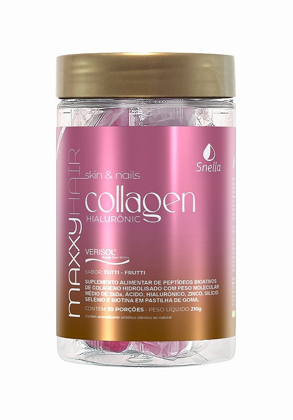 Maxxy Hair Skin & Nails Collagen + Ácido Hialurônico – Sabor Tutti-Frutti