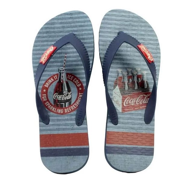 Chinelo Coca-Cola Listrado Estampa