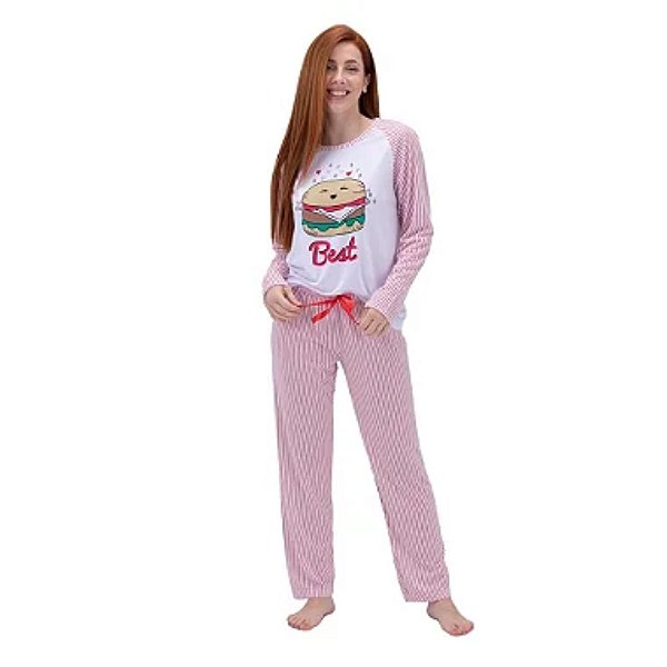 Pijama Cia Basic Hambúrguer Feminino