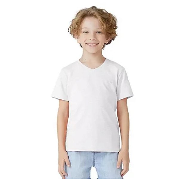 Camiseta Hering Básica Flamê Gola V Infantil Menino