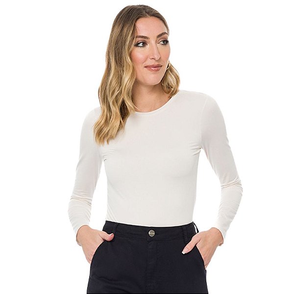 Blusa Doce Trama Térmica Gola Redonda Feminina