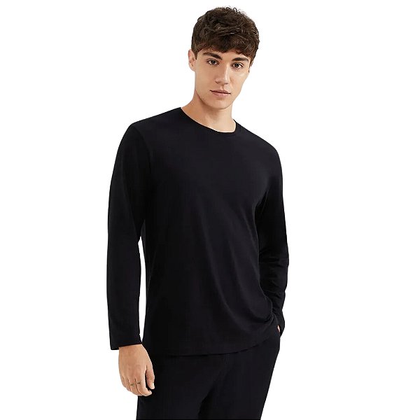 Camiseta Hering Básica Manga Longa Gola Redonda Regular World Masculina